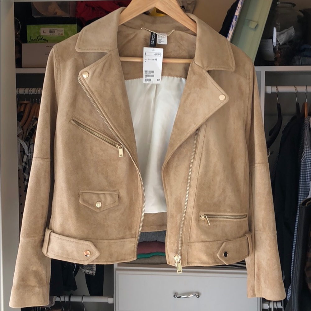 New H&M faux suede tan jacket